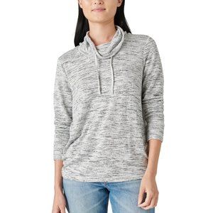 Lucky Brand Funnel Neck Cloud Jersey Pullover - Space Dye Gray